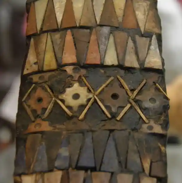 Solar disc on shell and stone inlays